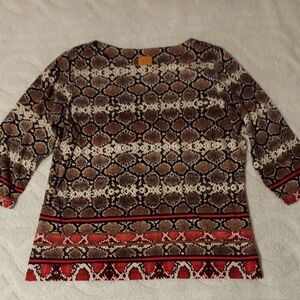 Ruby Rd. Snakeskin Print Top in Brown and Black